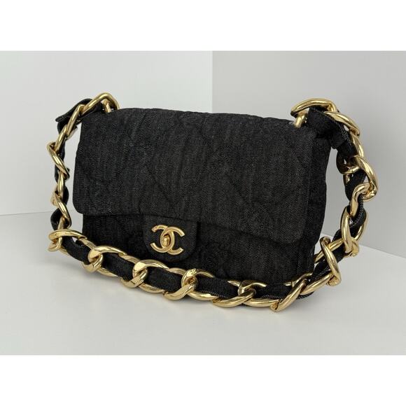 Chanel Funky Town Flap CC Embossed Quilted Denim Medium Women's Bag - Picture 1 of 14
